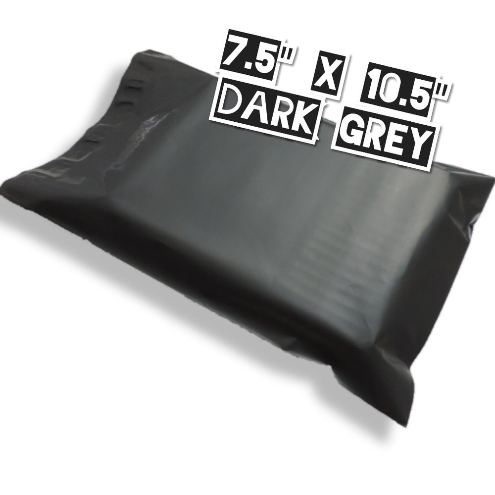 100 Dark Grey Poly Mailers 7.5x10.5 - Picture 2 of 3